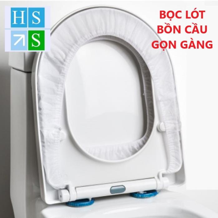 (Bịch 10 cái) Bọc lót nắp bồn cầu toilet dùng 1 lần sạch sẽ không thấm nước tiện mang theo du lịch - HS Shop Thủ Đức