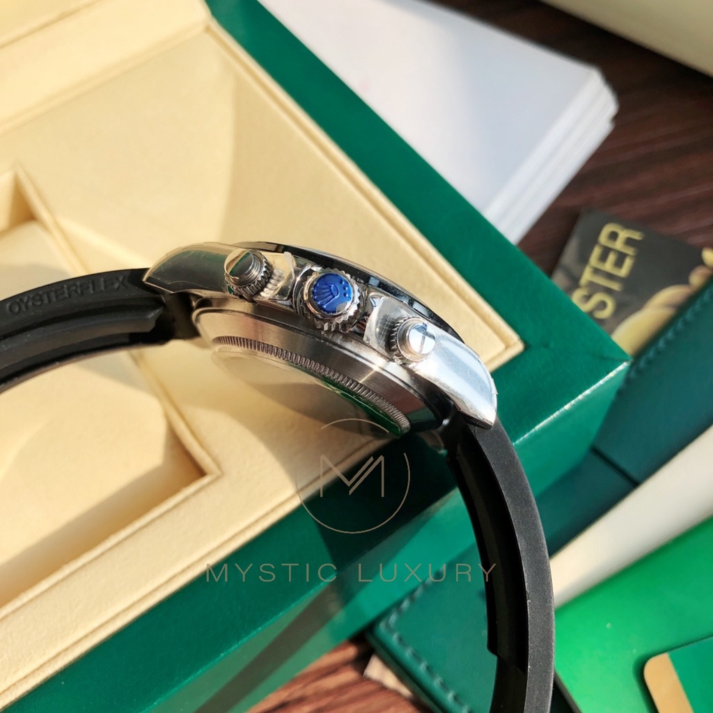 ⚜️Chất Lượng Thụy Sĩ⚜️ Rl Cosmograph Daytona Gốm Sứ Bạc 116519Dây Đeo Cao Su Sang Trọng Cho Đồng Hồ Nam 40mm