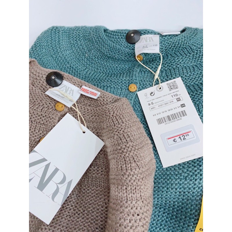 Áo len cardigan cài nút hãng Zara xuất dư cho bé size từ 6m-5y