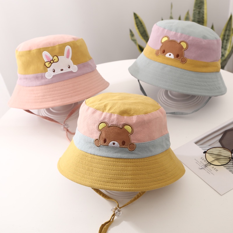 Nón vành tròn kiểu hoạt hình dễ thương phong cách hàn quốc cho bé gái 2- 5 tuổi