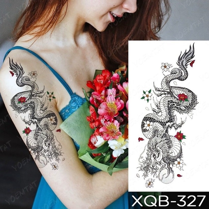 Hình Xăm Tạm Thời Chống Thấm Nước Hình Hoa Mận Nở Màu Đen Flash Thời Trang