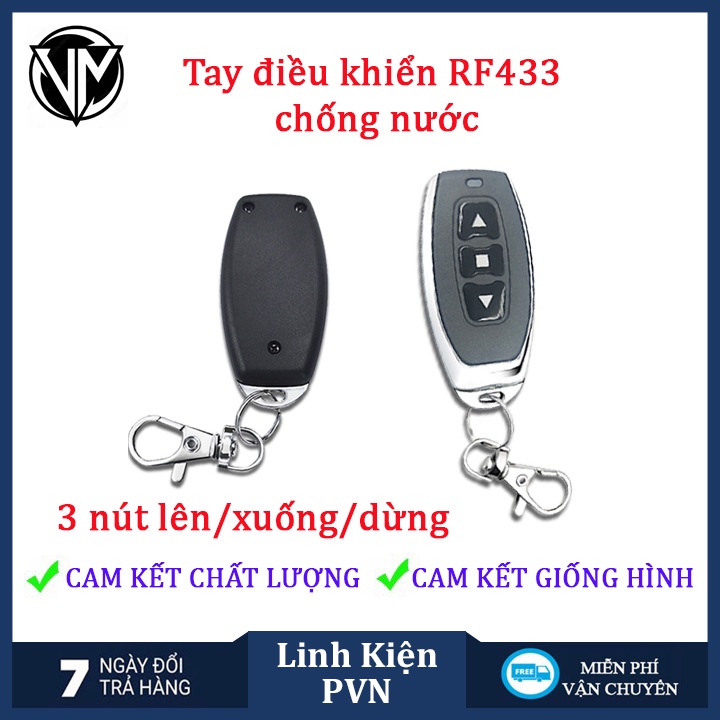 Bộ tay phát điều khiển từ xa RF433 3/4 nút chống nước KÈM PIN, remote cho công tắc điều khiển từ xa ESM