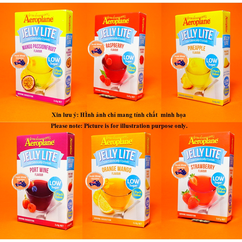 Bột làm thạch Aeroplane Jelly Lite các vị 1 hộp 18gr (2x9g) - Aust Shop Chocolate