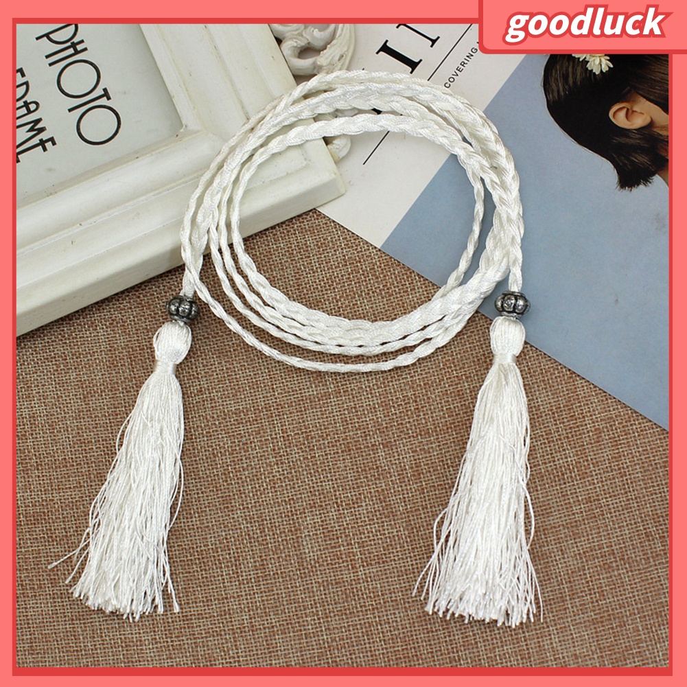 Thắt Lưng Dây Bện Phối Tua Rua Thời Trang Cho Nữ