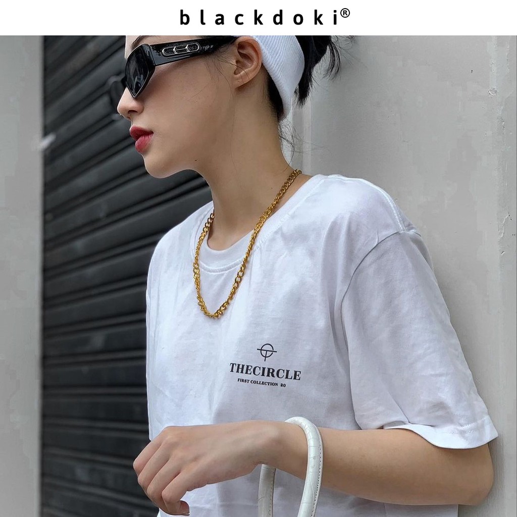 Áo thun nữ BLACKDOKI-CIRCLE BASIC , áo phông unisex form rộng tay lỡ cá tính cotton cao cấp M183