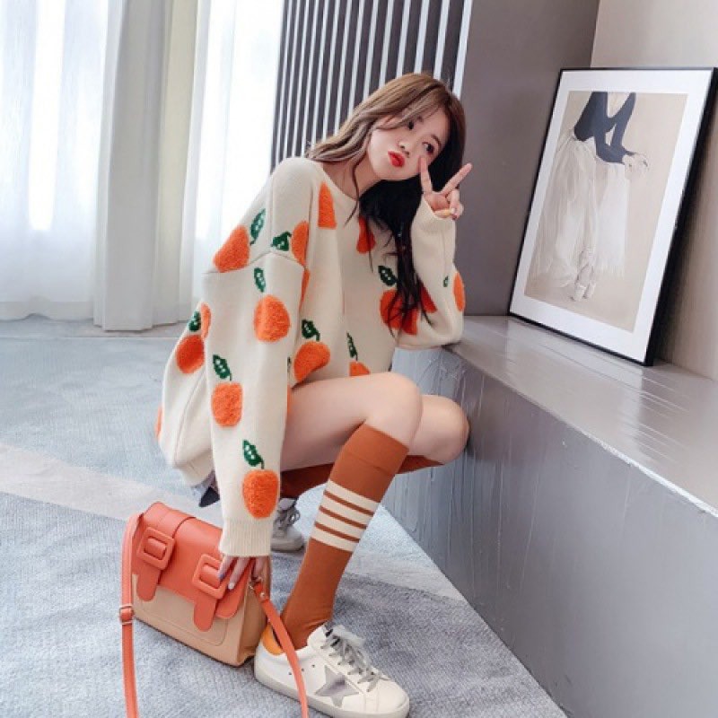 Áo len nữ quảng châu họa tiết