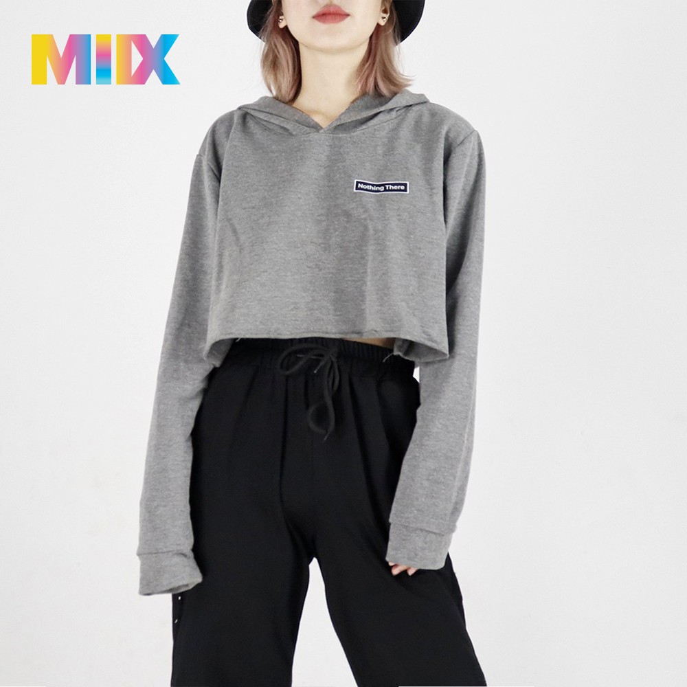 Áo croptop nữ kiểu dáng hoodie tay dài có mũ thời trang Miix MC001