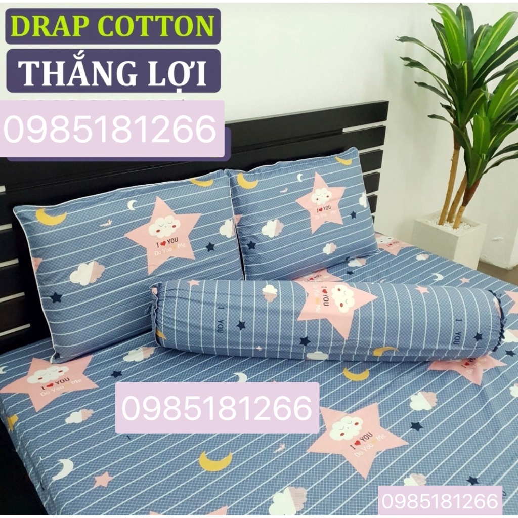 Bộ Drap Cotton 100% Thắng Lợi chính hãng IN LOGO THẮNG LỢI, giặt được bằng tay và máy (ảnh Thật)