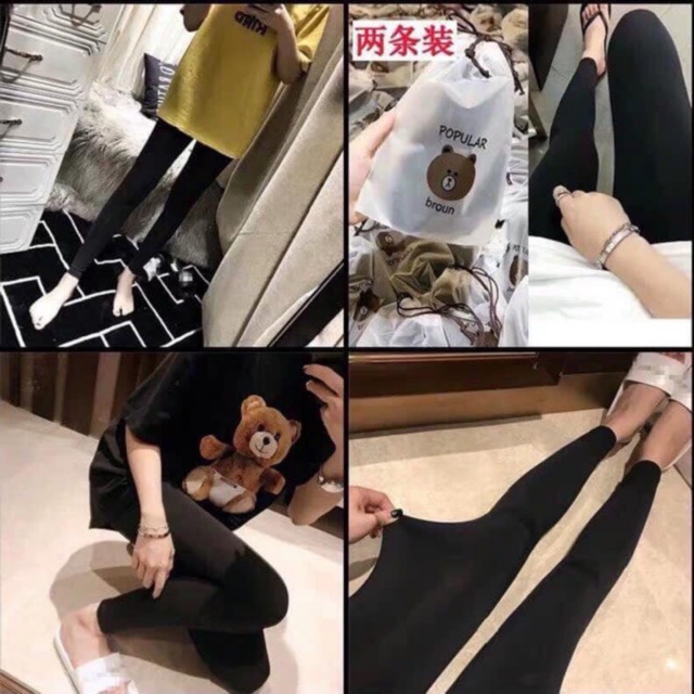 Quần legging nữ nâng mông túi gấu Brown thun lạnh co giãn 4 chiều- Video và ảnh thật | WebRaoVat - webraovat.net.vn