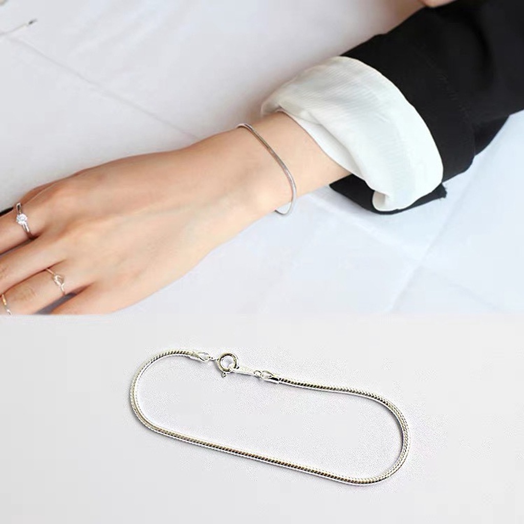 Lắc tay bạc nữ PANSY - Lắc tay thuôn dây mì chắc chắn cho người lớn và trẻ em