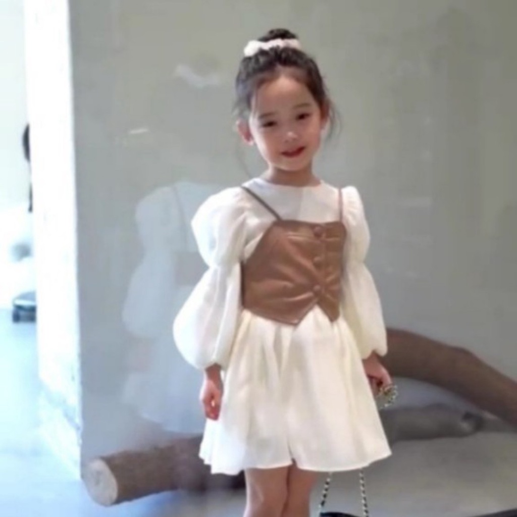(10-30kg)set váy tơ sống kèm ghi lê da cho bé gái