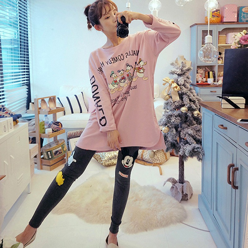 Bộ Đồ Ngủ Tay Dài In Hoạt Hình Dễ Thương