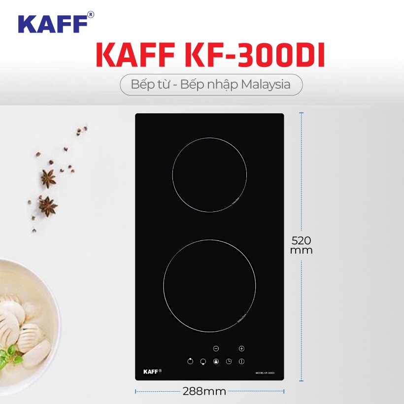 Bếp từ đôi cảm ứng Domino KAFF KF-330DI - HÀNG NHẬP MALAYSIA - Bảo hành chính hãng 5 năm