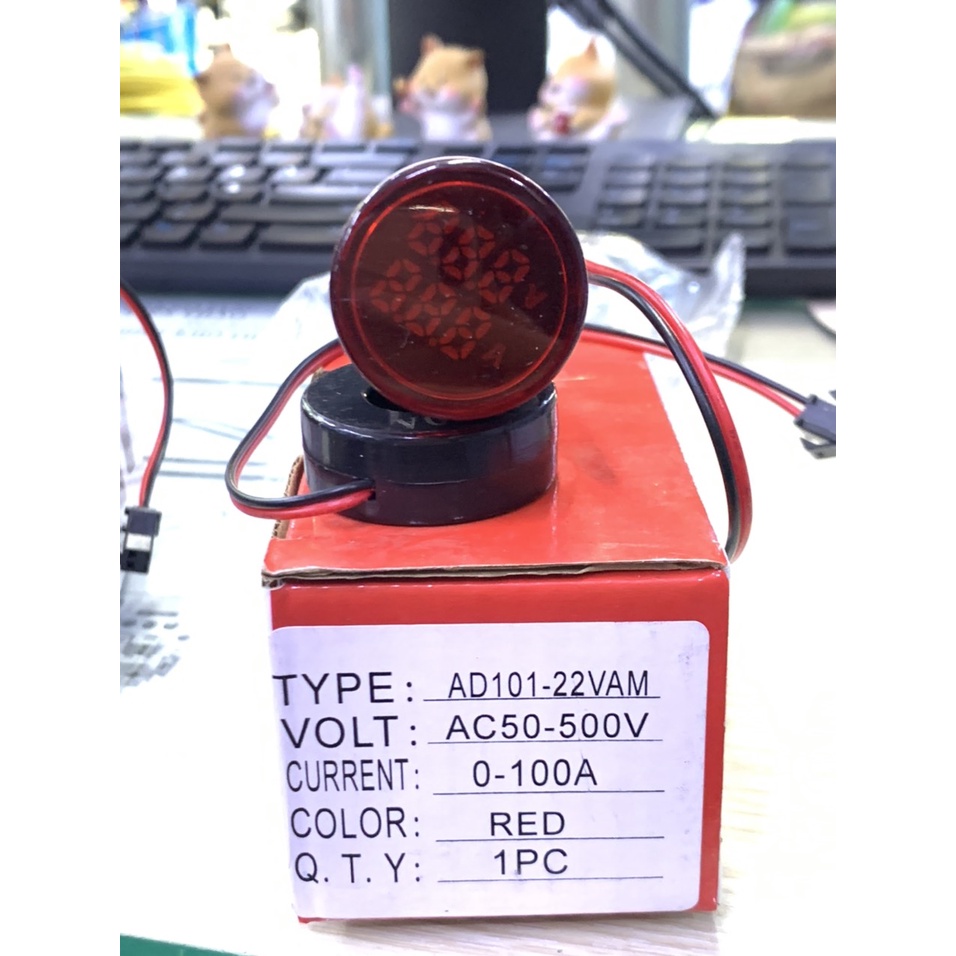 Đèn Báo Hiển Thị Kép Volt Ampe Hình Tròn Phi 22 AC 50-500V 0-100A