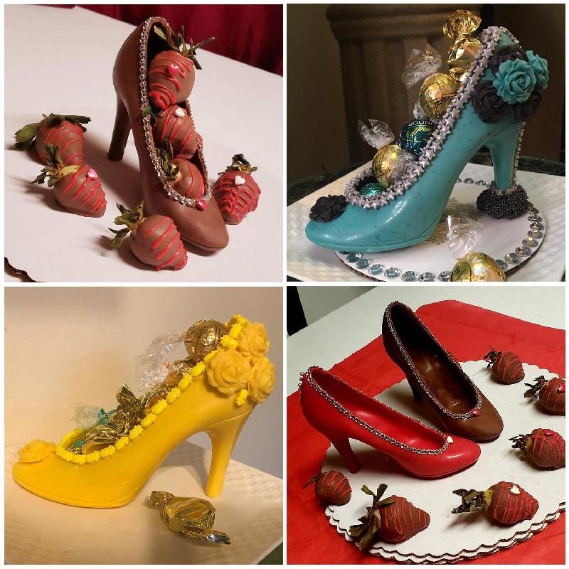 Cặp Khuôn ANAEAT Thiết Kế Hình Chiếc Giày Cao Gót 3D Tạo Hình Kẹo Mềm Để Trang Trí Bánh Kem