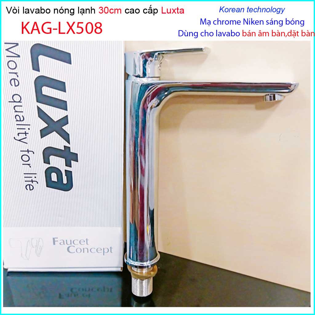 Vòi lavabo nóng lạnh Luxta, vòi chậu đặt bàn cao cấp 30cm KAG-LX508