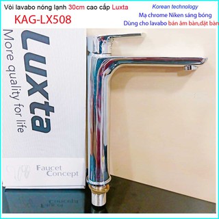 Vòi lavabo nóng lạnh Luxta KAG-LX508 cao 30cm, vòi chậu đặt bàn cao cấp thân tròn thiết kế đẹp chảy nước mạnh siêu bền