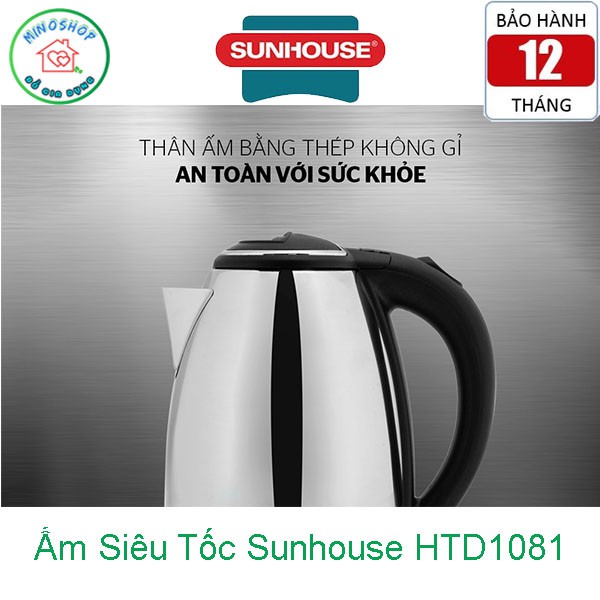 Ấm Siêu Tốc Inox 1.8L Sunhouse Happy Time HTD1081