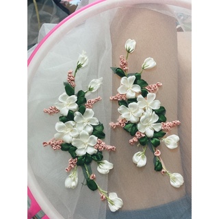 Hoa thêu ruy băng đính áo dài đầm váy