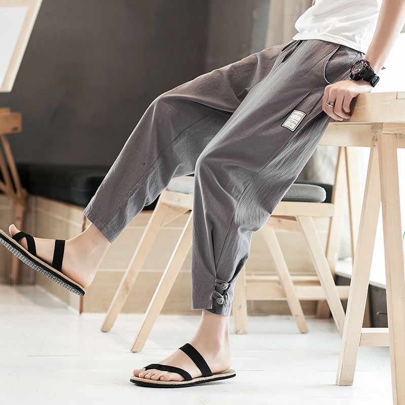 Quần Harem Cotton Lanh Thoáng Khí Thiết Kế Mới Thời Trang Mùa Hè Theo Phong Cách Trung Hoa Dành Cho Nam