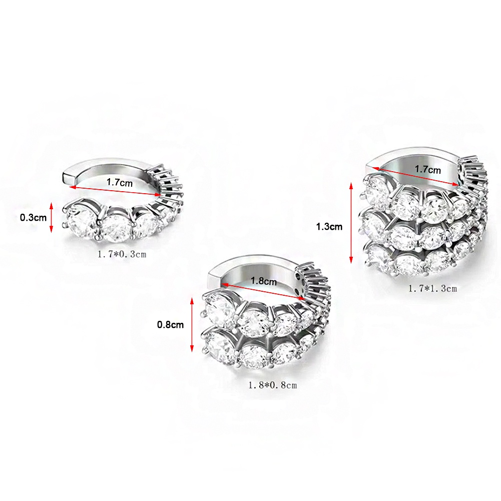 Khuyên Tai Chữ C Đính Đá Lấp Lánh Thời Trang