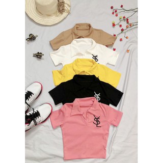 Áo croptop bẻ cổ