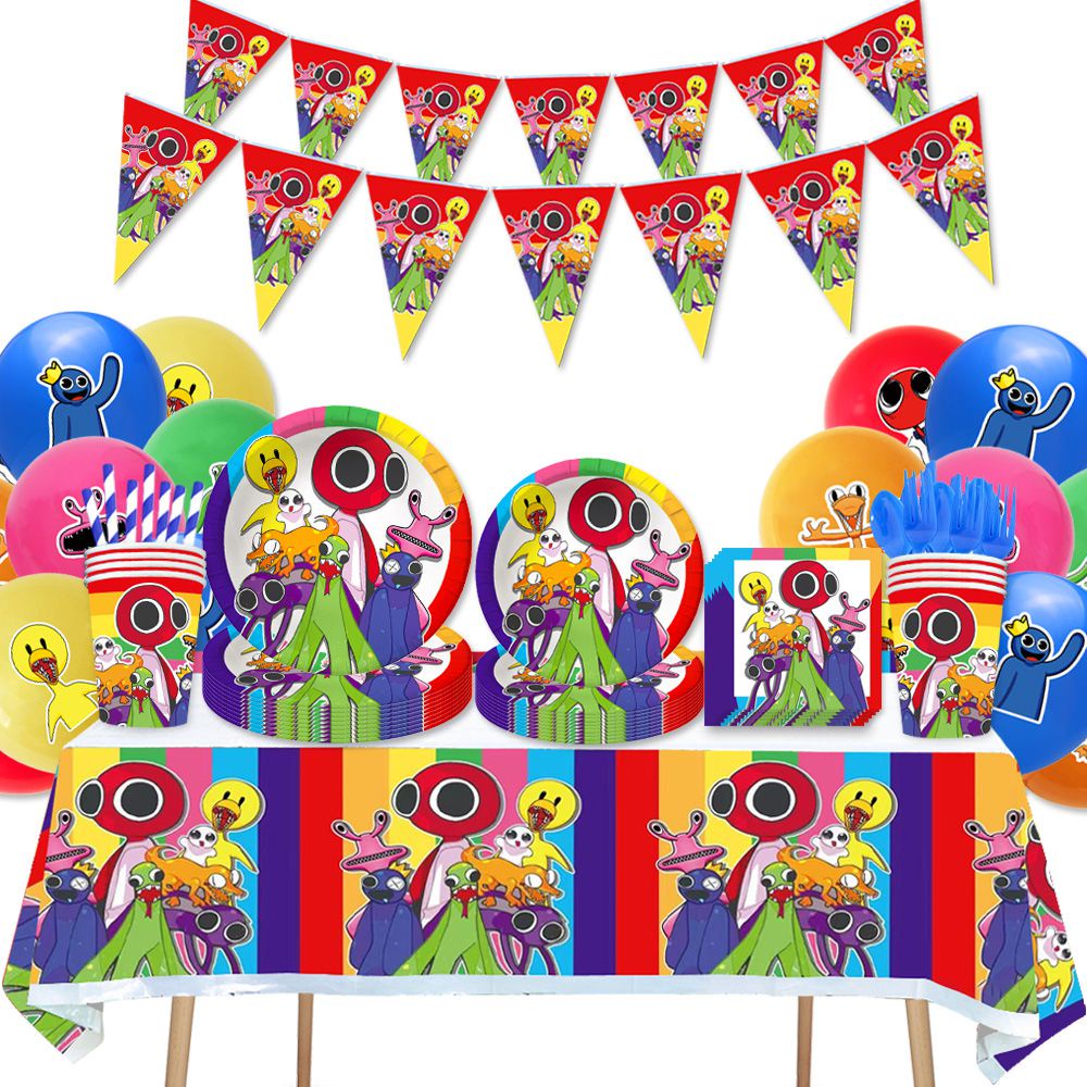 game Roblox Rainbow Friends Party Supplies Banner Cake Topper Balloons Kids Birthday gift