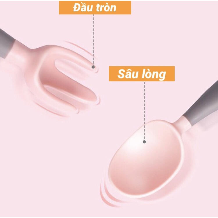 Bộ thìa nĩa ăn dặm uốn cong được cho bé tập ăn