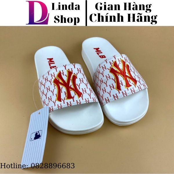 Dép nam thời trang MBL NY chữ thêu cao cấp màu đỏ đế đúc bền đẹp, bảo vệ chân