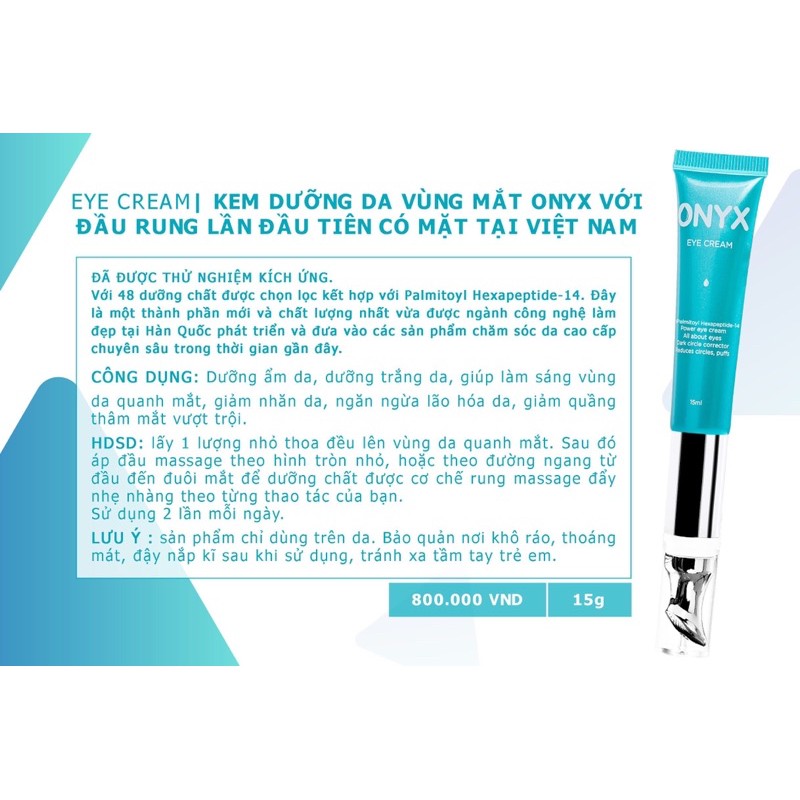 [HÀNG MỚI] Kem Dưỡng Mắt Xoá Nhăn Thâm Quầng, Bọng Mắt Với Đầu Rung Massage Tự Động ONYX COSMETICS BẢO THY | BigBuy360 - bigbuy360.vn