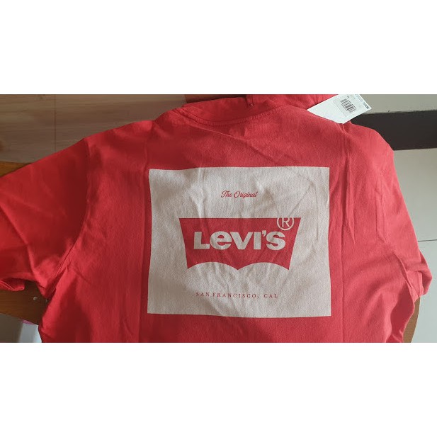 Áo thun nam Levi's đỏ - Cổ tròn, ngắn tay, logo lớn phía sau, 100% cotton