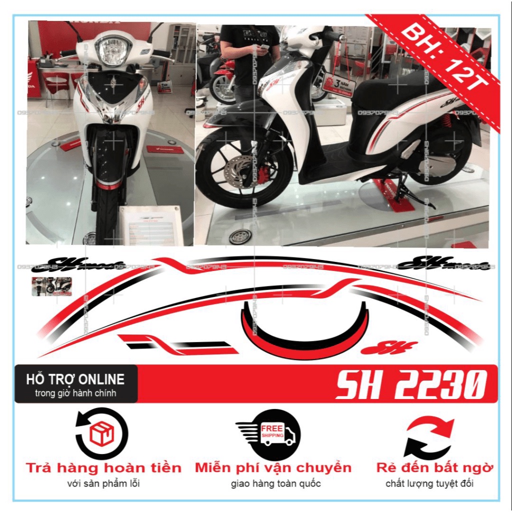 TEM XE SH MODE MẪU ZIN CHỈ ĐỎ ĐEN -- SHIN DECAL 2