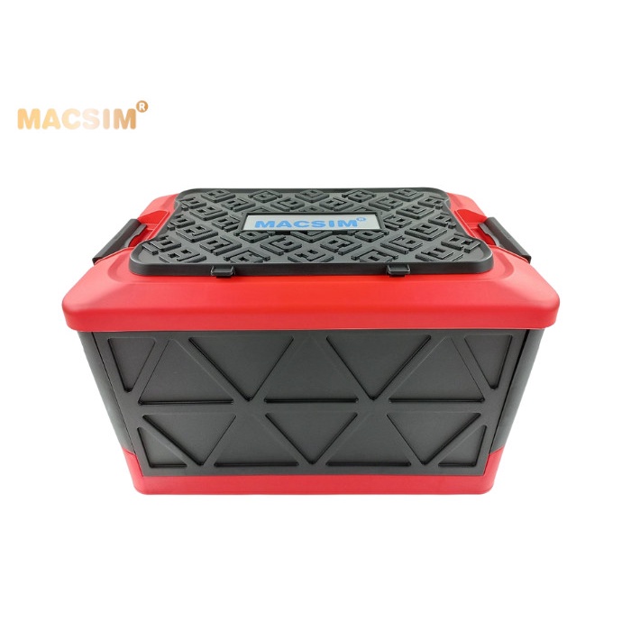 Hộp đựng đồ gấp gọn 2 ngăn 50L màu đỏ pha đen kích thước 50cm x 34cm x 31cm - hộp đựng đồ trong cốp ô tô nhãn hiệu Macsi
