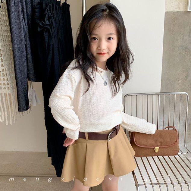 [Hàng Có Sẵn] Áo Thun Cotton Dài Tay Thoải Mái Đơn Giản Cho Bé Gái