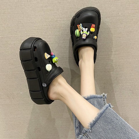 Dép bánh mì Cross nữ đế 6cm siêu nhẹ kèm Sticker dễ thương - dép nữ hot trend 2022