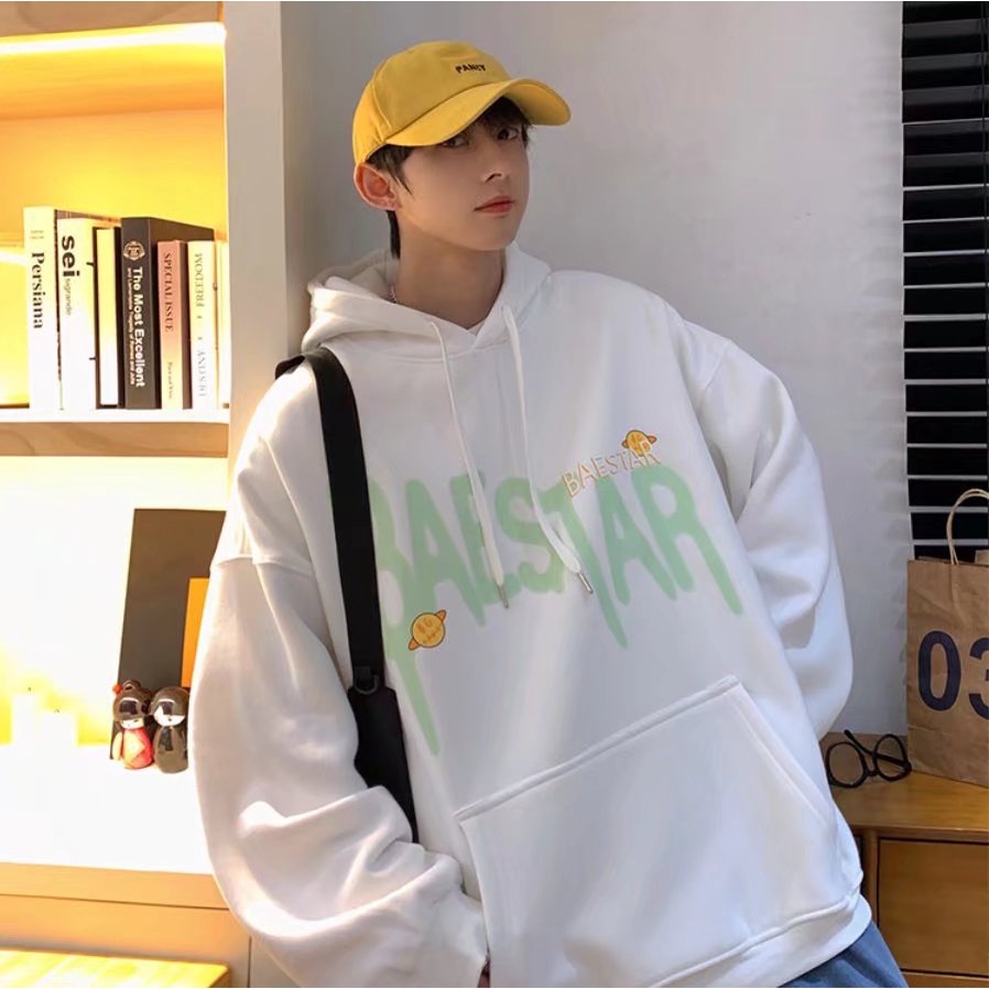 Áo hoodie dáng rộng vải nỉ chất đẹp mũ 2 lớp không xù lông hàng Quảng Châu cho nam nữ