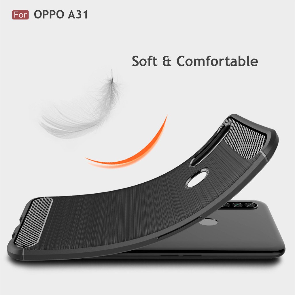Ốp điện thoại sợi carbon mềm mỏng màu đen bảo vệ chống sốc cho OPPO A31