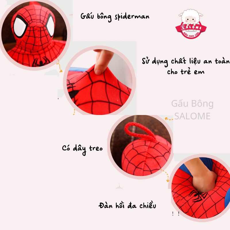 Gấu Bông Người Nhện Spiderman SALOME, Đồ Chơi Siêu Nhân Cho Bé