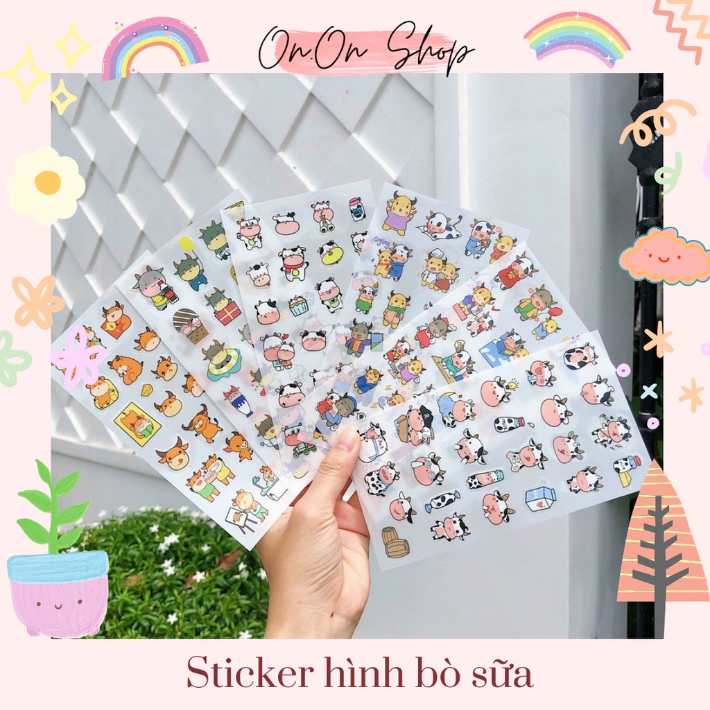 [MÃ KIMDON153 GIẢM 10K ĐƠN TỪ 50K] Sticker hình dán bò sữa siêu xinh (tự chọn mẫu)