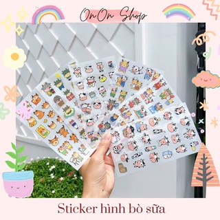 Sticker hình dán bò sữa siêu xinh