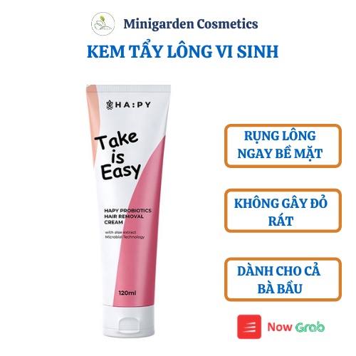 Kem tẩy lông Mini Garden vi sinh Hapy Probiotics Hair Removal Cream loại bỏ thu nhỏ lỗ chân lông120ml PV1022