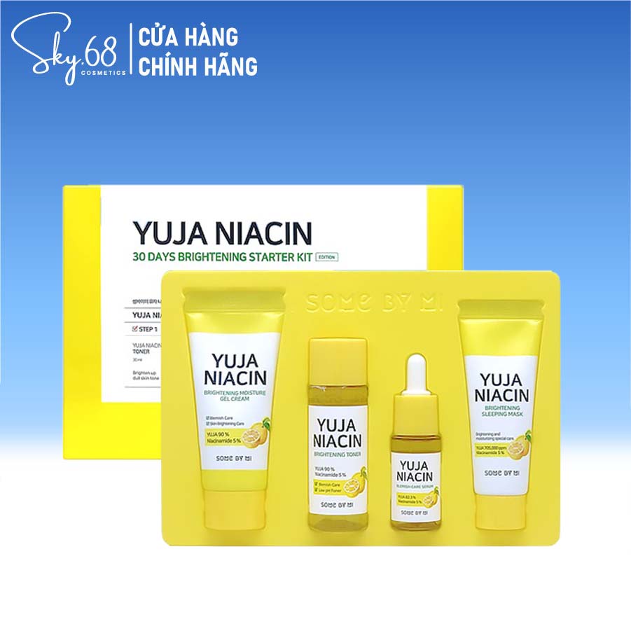 Sét 4 món] Bộ kit dưỡng sáng và mờ thâm, nám Chiết Xuất Quả Thanh Yên Some By Mi Yuja Niacin 30 Days Brightening Starter