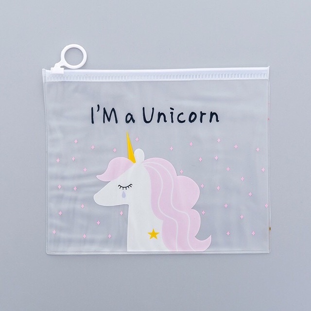 Túi zip kéo trong suốt unicorn