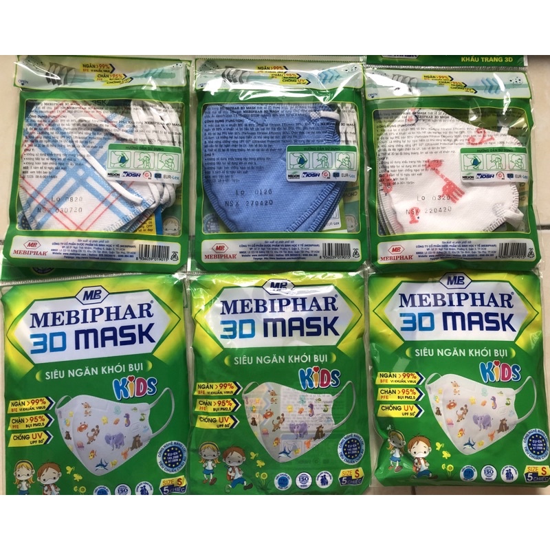 Combo 5 khẩu trang 3D Mask Mebiphar trẻ em ( ảnh thật)