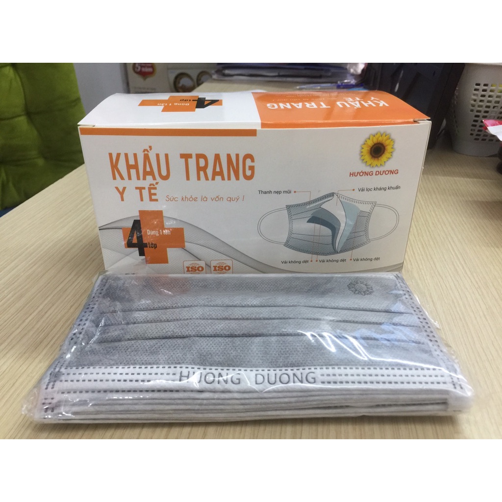Khẩu Trang Y Tế Hướng Dương 4 lớp - Hộp 50 Chiếc