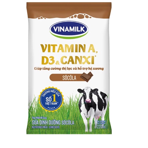 Sữa Vinamilk Túi Có đường/ Ít đường/ Socola/ Dâu 220ml - Chính hãng