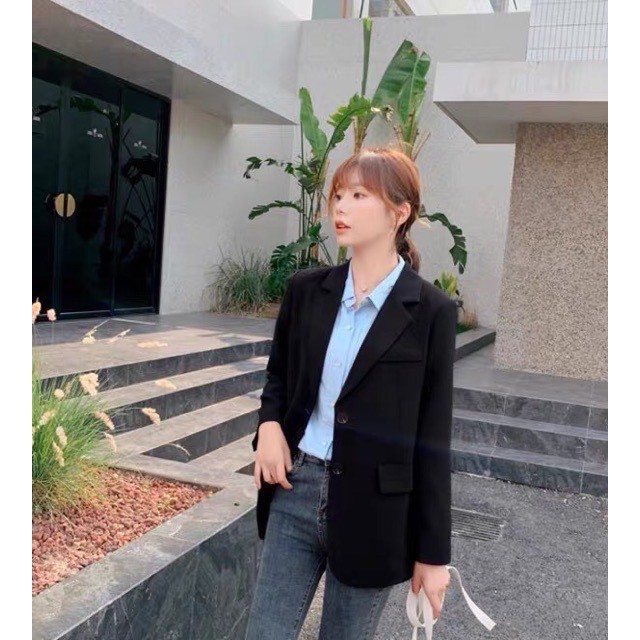 Áo Blazer màu đen, áo vest tay dài trơn cho nữ 🥑 FREESHIP 🥑 Blazer 1 lớp màu đen trơn phong cách Hàn Quốc hot nhất 2021 | BigBuy360 - bigbuy360.vn