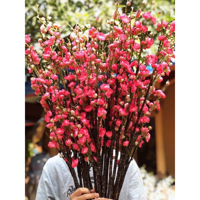 CÀNH ĐÀO GIẢ TRANG TRÍ - HOA GIẢ Y NHƯ THẬT - Cành Hoa Đào Trang Trí