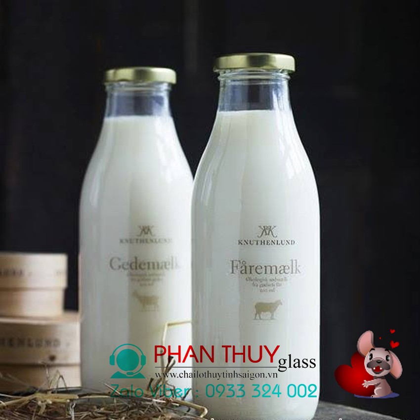 Chai Thủy Tinh Tròn 200ml , 250ml , 500ml , 1000ml nắp thiết