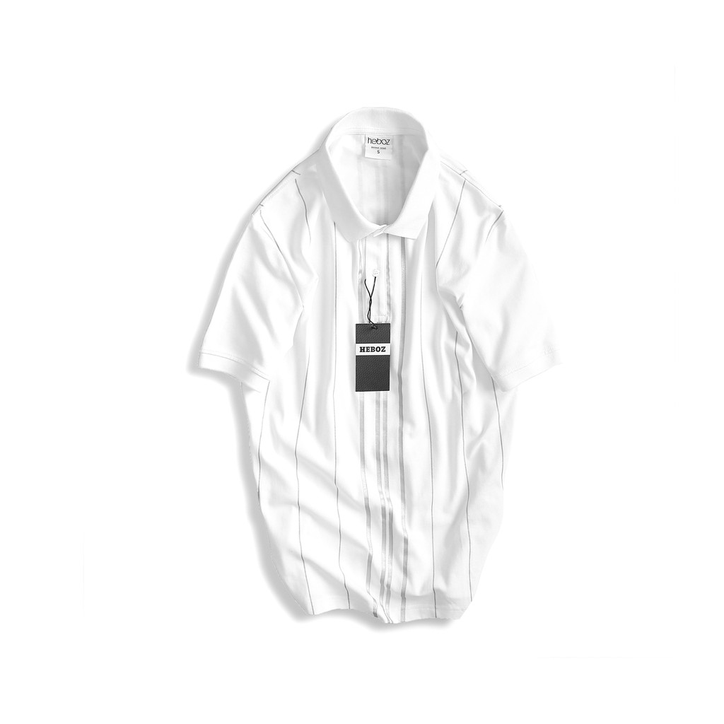 Áo thun polo nam ngắn tay HEBOZ phối sọc cao cấp chất vải cotton pha mịn mát, form slimfit 2 màu - 00000678